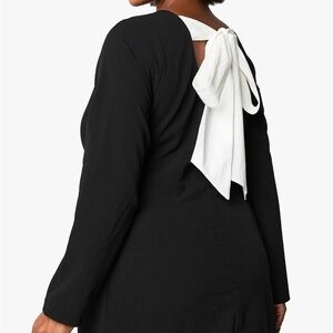 Boohoo Black Midi Dress with White Bow